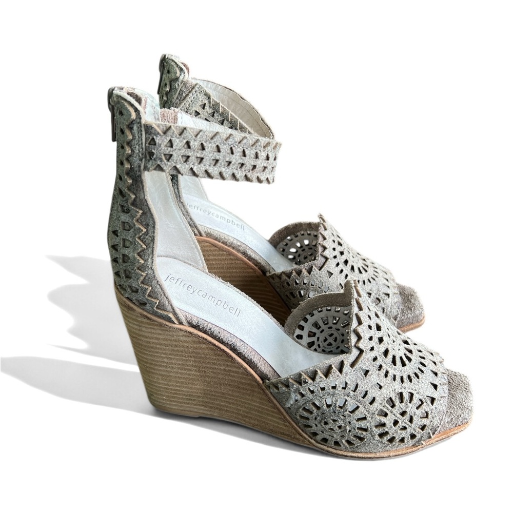 Jeffrey Campbell tan Suede Wedges